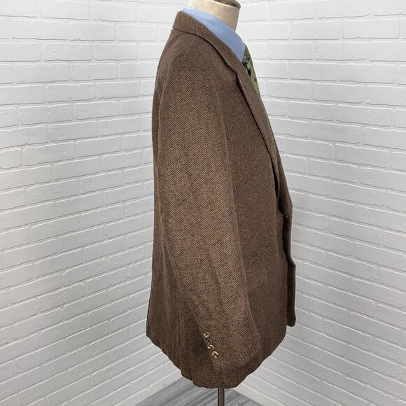 Hickey Freeman Blazer Men 44L Brown Multi Bespoke Canterbury Lambswool USA VTG - Picture 5 of 14
